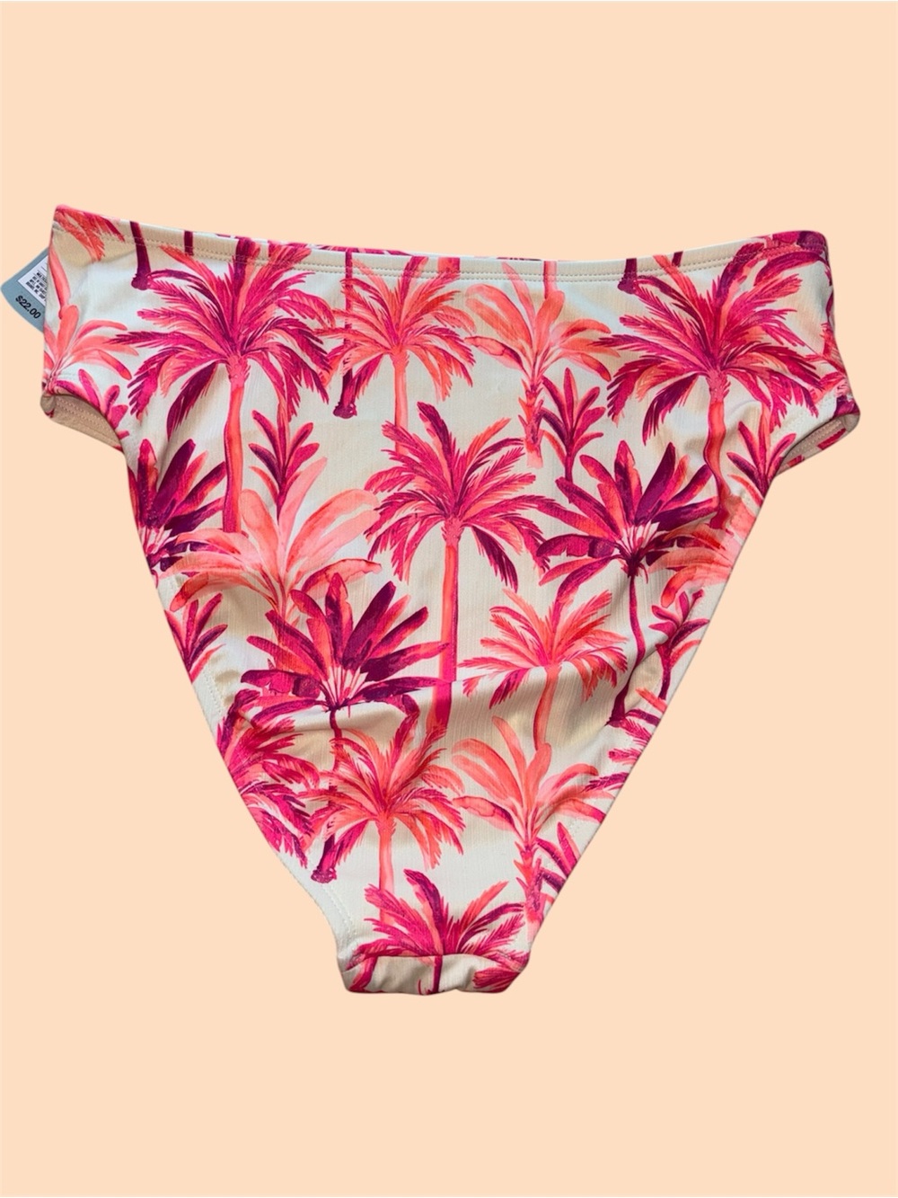 Shade & Shore Pink Palm High Rise High Leg Cheeky Bikini Bottom - Picture 2 of 7